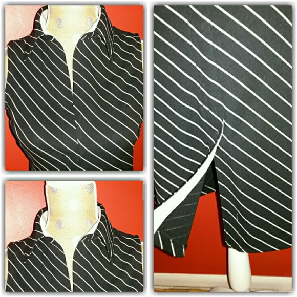 Express Striped Turnover Collar Pencil Dress EUC - Picture 3 of 4